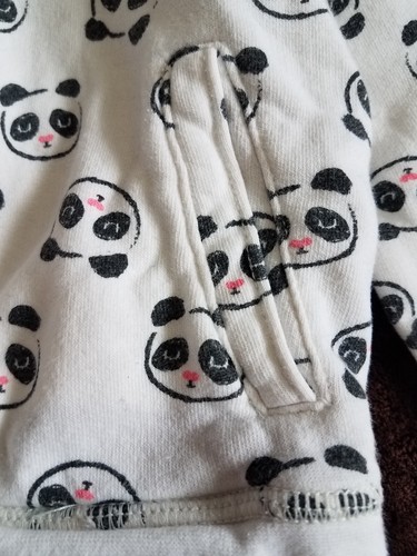 Girls Shirt - Circo, sz 4, Hooded Zip Up Sweat Shirt, Hoodie, Panda Bears, White - Picture 3 of 8