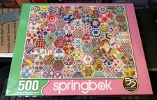 Crazy Quilts 🧵 SPRINGBOK Puzzle 500 Pcs 🧩 2019 Made in USA 18x23.5 Used EXC