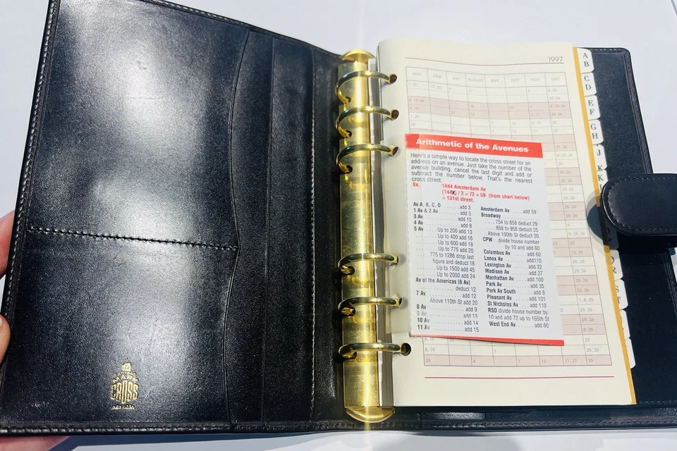 Organizador de agenda plegable vintage Mark Cross de cuero marrón Foto 2 de 4