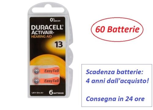 60 pile batterie DURACELL 13 PR48  per apparecchi acustici protesi acustiche - Foto 1 di 2