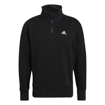 adidas MEN'S STUDIO LOUNGE FLEECE HALF ZIP SWEATSHIRT