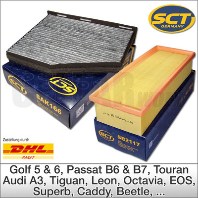 Passt für VW Audi Seat Skoda 1.6/1.9/2.0 TDI Pollenfilter Luftfilter Filter Set
