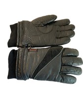 Mens Black Leather Suede Insulated Winter Gloves With Zippered Cuffs Size L By