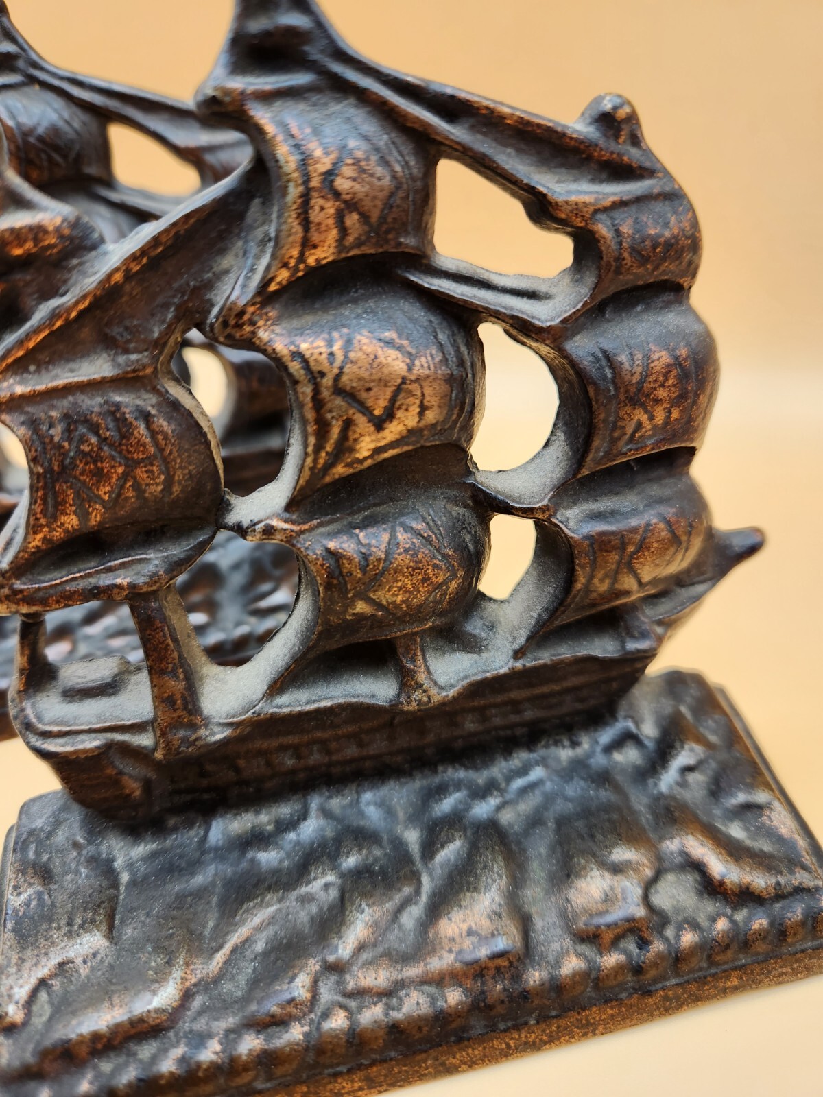 Vintage Cast Iron Constitution Ship Bookends eBay