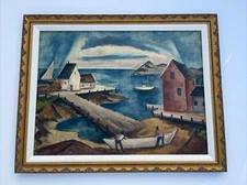 Mid Century Painting New Jersey Maurice Bilton Listed Famous WPA REGIONALISM OIL