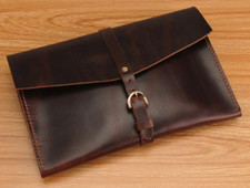 file Folder pocket cow Leather laptop bag Briefcase iPad Cases pouch brown 618