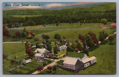 Fair View Farm Medusa NY Albany County Postcard Aerial Birdseye J14
