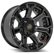 Set 4 Dodge Jeep Ram Dual 5 Lug 4play 4p70 22x10 Black Rims