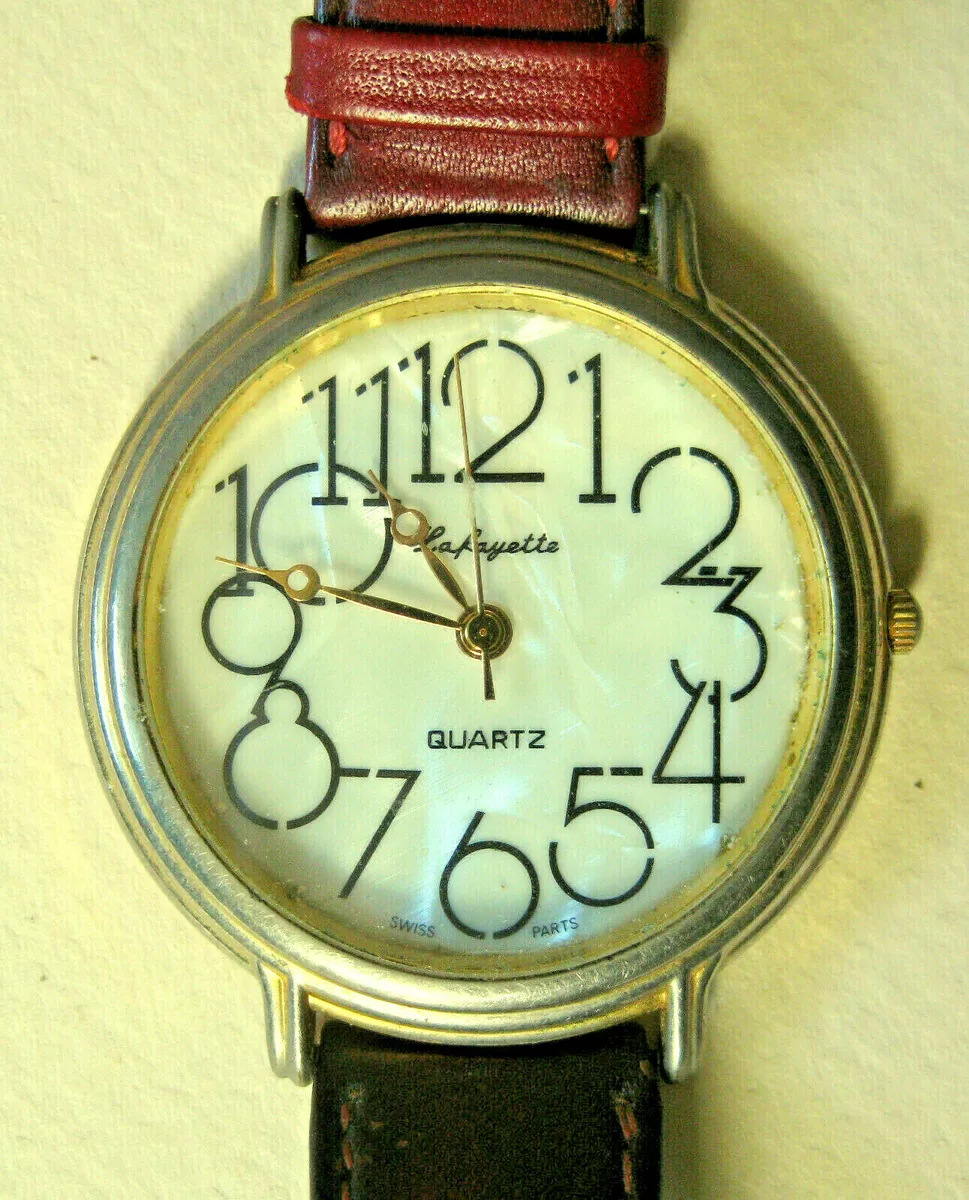 Lafayette Women s Quartz Watch Large Numerals Read Leather Strap