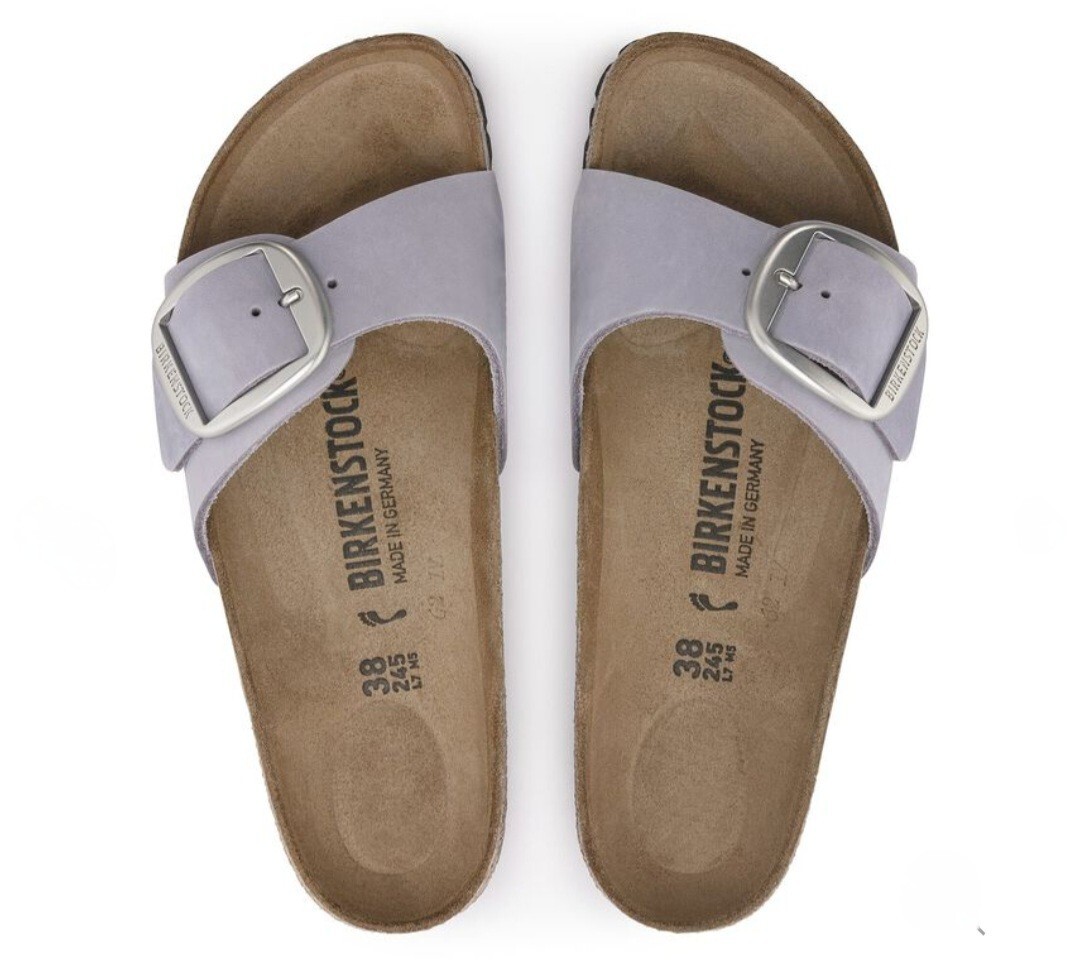 New Birkenstock Madrid Big Buckle Nubuck Leather Purple Fog