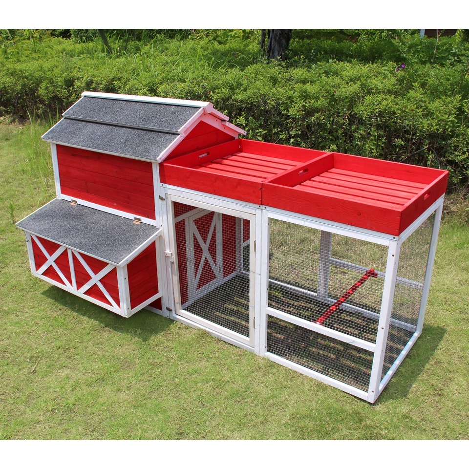 zoovilla Red Barn Chicken Coop with Roof Top Planter eBay