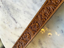 Vintage Women’s Western Cowboy Belt Brown Tooled Floral Adjustable Buckle 38