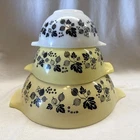 Vintage Pyrex Yellow Black White Cinderella Gooseberry Mixing Bowl Set of 3