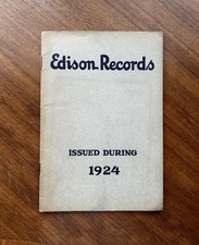 Edison Records Issued During 1924 Original Vintage Catalogue