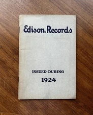 Edison Records Issued During 1924 Original Vintage Catalogue