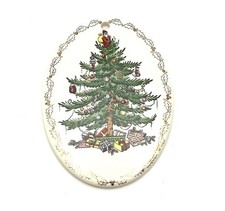 Spode Christmas Tree Oval Christmas Ornament Porcelain Undated 2 7/8  H