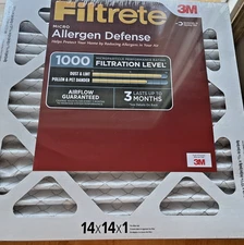 3M Filtrete Air Filter 2 Pack 1000 Filtration Level 14" X14" X1 " New Sealed Pkg