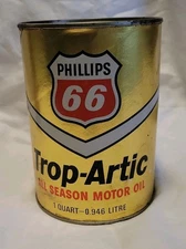 Vintage Phillips 66 TROP ARTIC All Season Motor Oil Can 1 Quart - Full