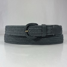 Gray Stretchy Web Belt - Bonded Leather Trim ...