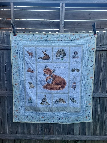 Handmade YOU ARE LOVED Animal Baby Quilt  47" X 52"
