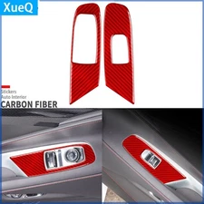 Red Carbon Fiber Window Lift Switch Panel Cover For Chevrolet Corvette C8 20-25