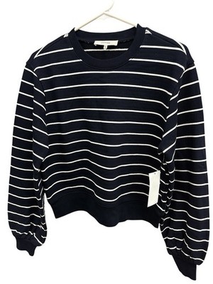 Frame Women's Blouson Long Sleeve Sweatshirt Navy & White US Size Small