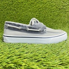 Sperry Bahama II Boys Size 5Y Gray White Athletic Walking Canvas Shoes Sneakers