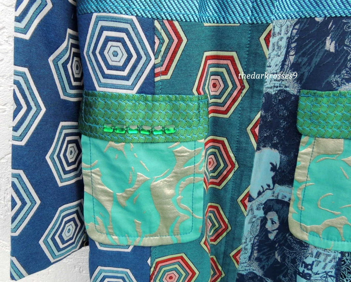 Desigual Mantel Patchwork gr.46 Stickerei Tailliert Boho neuwertig