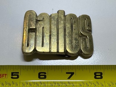 Vintage Carlos Solid Brass Name Belt Buckle 1978 Baron Buckle Co Taiwan
