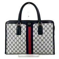 Vintage Gucci Sherry Line Briefcase Hand Business Bag Navy PVC Authentic