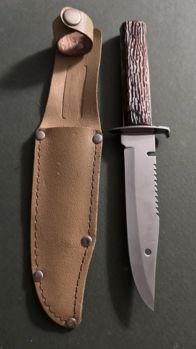 TRAMONTINA BRASILIEN Jagdmesser 5” feststehende Klinge mit Lederscheide 9”