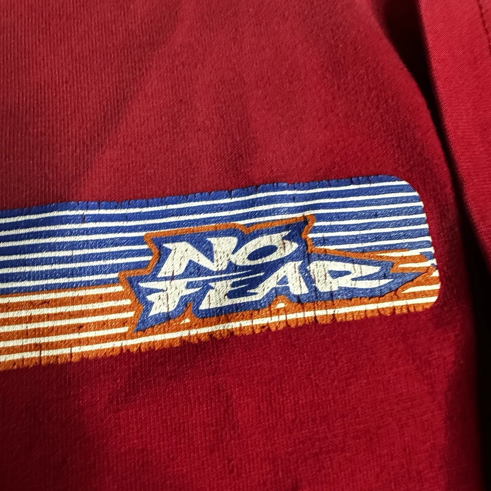 Camisa De Colección Y2K No Fear Para Hombre Mediana Roja Calavera Rider MX Moto Hecha en EE. UU. Foto 4 de 4