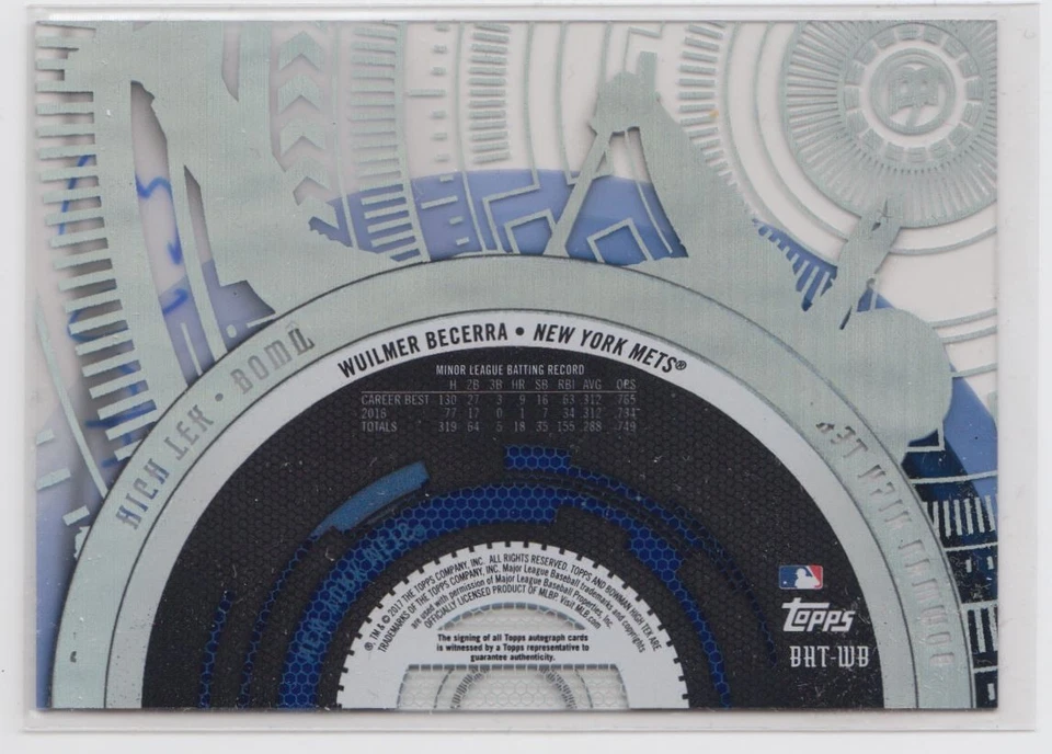 2017 Bowman High Tek Wuilmer Becerra Auto New York Mets #BHT-WB - Image 2 of 2
