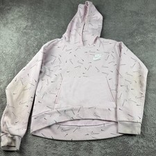 Nike Jacket Girl Hoodie Swoosh All Over Print Long Sleeve Girls XL Pink