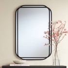 Double Radius Matte Black 24" x 36 1/4" Wall Mirror