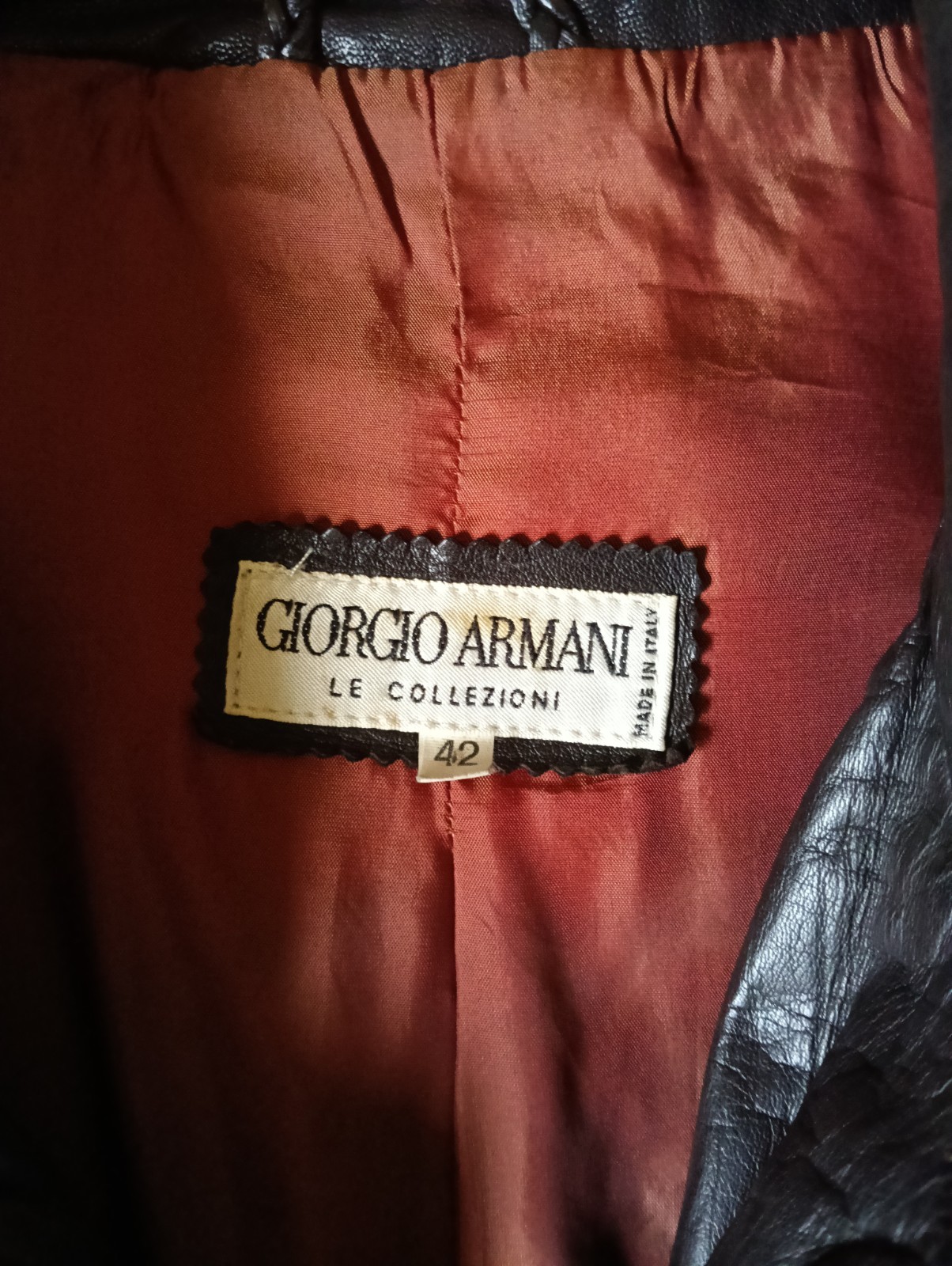 Vintage Armani Collezioni Mens Lambskin Leather Dark Brown Jacket Coat image 3