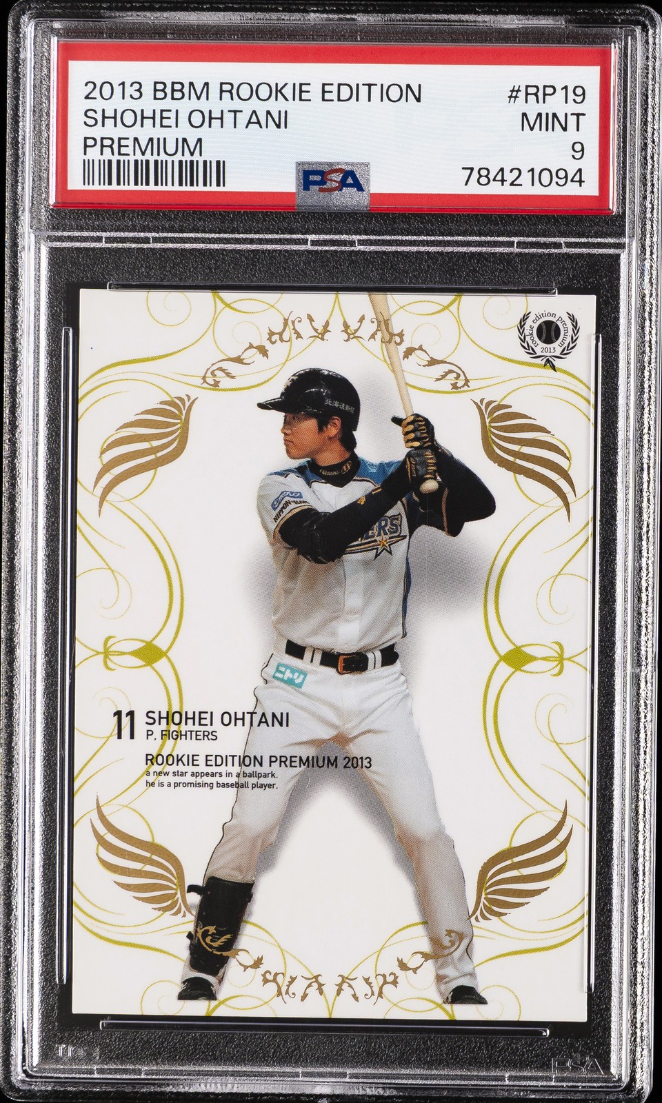 2013 BBM ROOKIE EDITION PREMIUM #RP19 SHOHEI OHTANI ROOKIE RC PSA 9