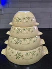 Vintage Pyrex Shenandoah Yellow Floral Cinderella Nesting Mixing Bowls Set Of 4