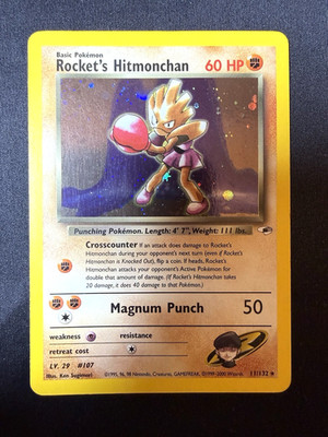 Pokemon TCG: Gym Heroes Unlimited Rocket's Hitmonchan 11/132 Holo Rare MP+