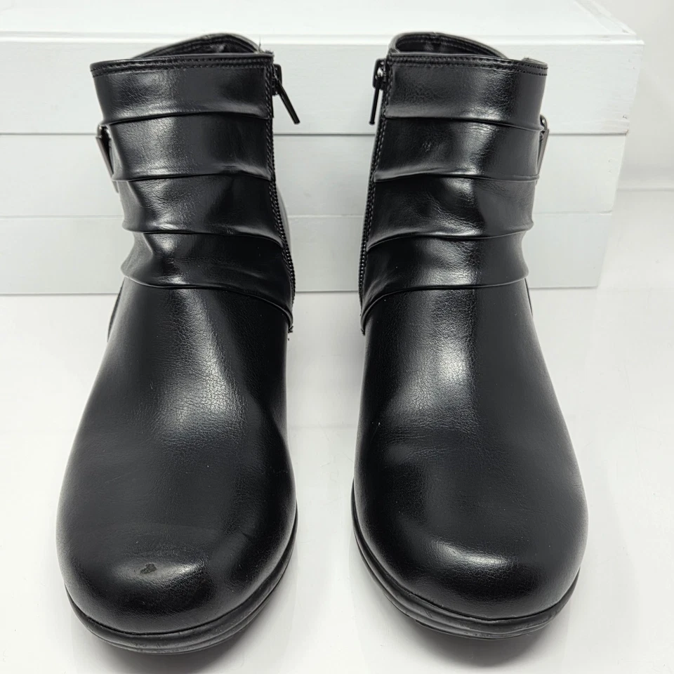 Botines Comfort Plus By Predictions para mujer 8,5 negros de imitación de cuero con cremallera Foto 3 de 4