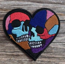 Emo Patchwork Heart Skulls Hipster Art Iron On Patch