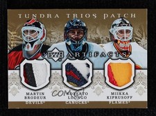 2007 Artifacts Gold 10/10 Miikka Kiprusoff Martin Brodeur Roberto Luongo HOF av1