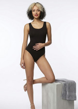 Damen Body &Auml;rmellos Baumwolle Breite Tr&auml;ger Bodyshirt Schwarz oder Wei&szlig;