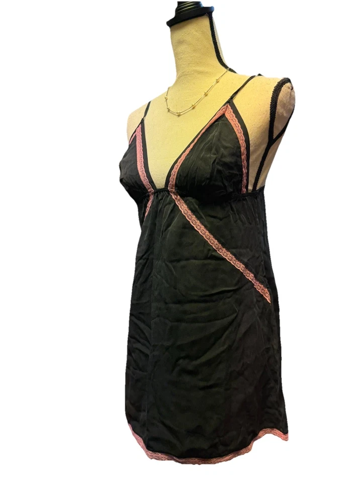 Camisola Victoria’s Secret preta rosa 100% seda lingerie lingerie lingerie lad - Imagem 2 de 4