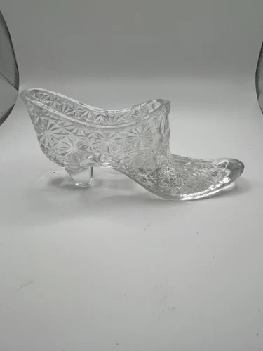 Vintage Fenton Clear Glass Daisy and Buttons Glass Shoe