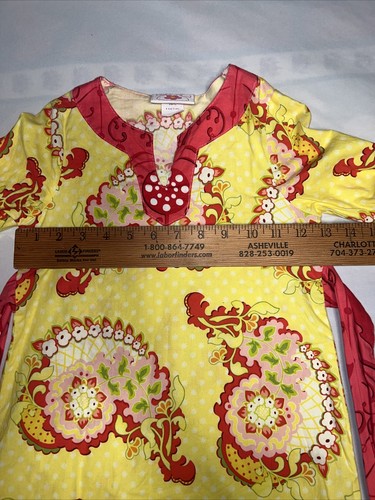 Chatti Patti Girl’s Sz 6 Prairie Dress Long Sleeve TieBow Skirt Yellow Pink EUC - Picture 4 of 11