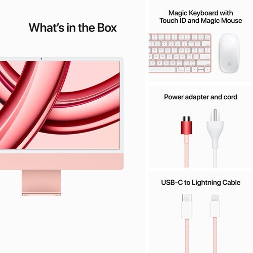 Apple 24" iMac with M3 Chip Pink 10-Core GPU 8GB RAM 256GB SSD Hebrew English - 第 5/5 張圖片