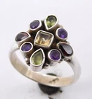 5.80 Gm 925 Sterling Silver Natural Multi Cut Stone Handmade Ring 9.6 US M-1004