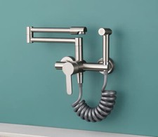 Brushed Nickel Kitchen Faucet Wall Mounted Sink Faucet Swivel Spout Mixer Tap