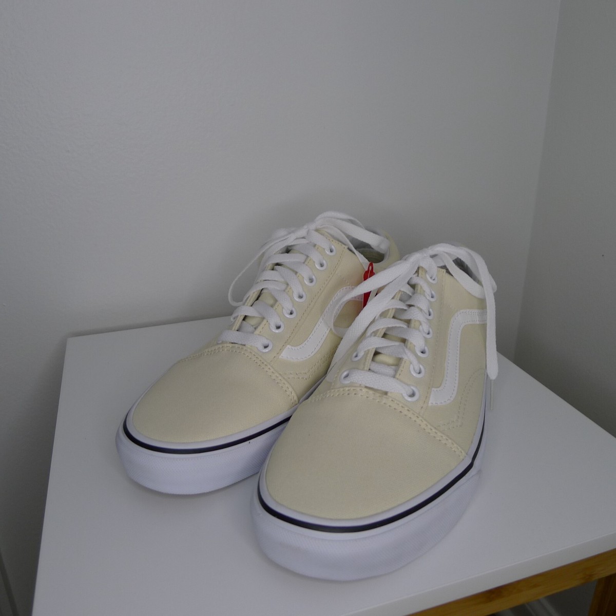 Vans Old Skool White Beige Khaki Canvas Skateboarding Sneakers Men's 9M New